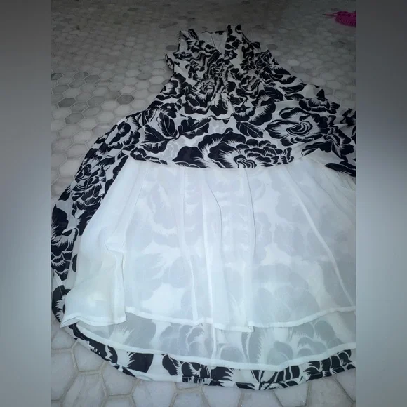 Ann Taylor Navy & White Floral Fit and Flare Dress Fully Lined Sleeveless - Picture 7 of 14